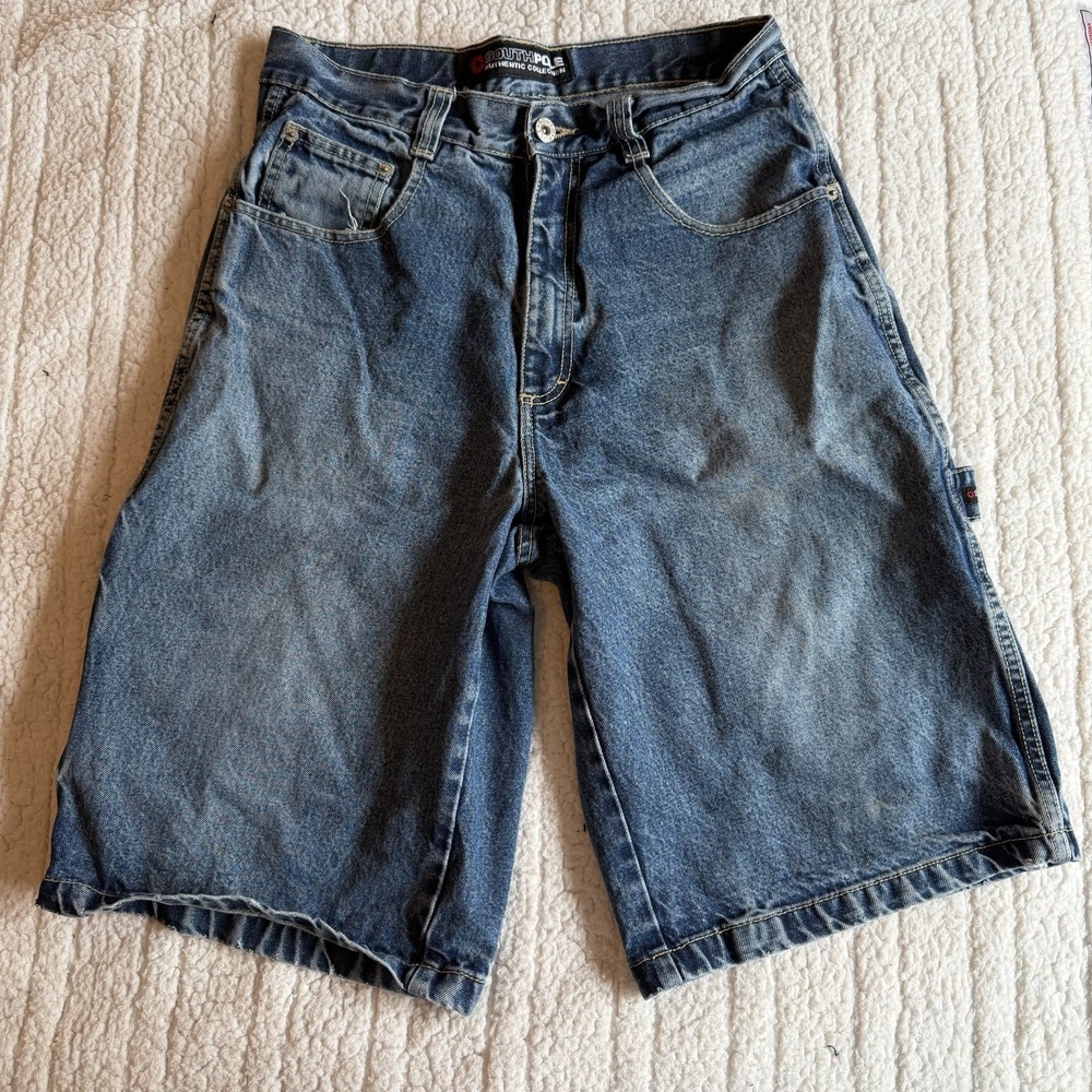 Southpole Authentic Collection Baggy Cargo Jean Shorts Men's Sz 32 Vintage Flaw